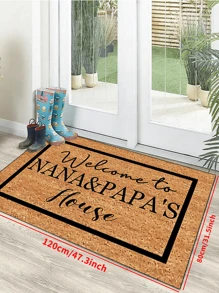 1 peça 'Fundo marrom, girassol na metade direita, cercado por letras' capacho, tapete interno, tapete, capacho criativo, tapete temático de entrada, decoração para casa, tapete antiderrapante, acessórios para quarto, adereços para fotos, decoração externa, tapete, tapete de área, presente