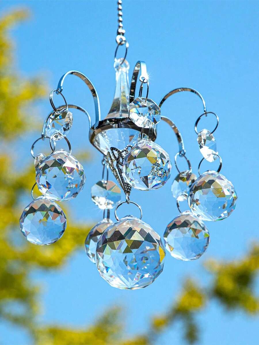 1 pieza Decoración colgante de cristal y cuentas en forma de lámpara de araña, creador de arcoíris de prisma, adecuado para el hogar, jardín, automóvil, aniversario, regalo de fiesta