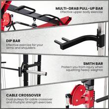 GOCAPTAIN Power Cage SmithMachine - 3600 LBS Light Commercial Grade Superior Multi-Functional All-In-One Power Rack With Cable Crossover, Squat Rack For Home Gym Equipment, Space-Efficient Design Power Cage SmithMachine - 3600 LBS Light Commercial Grade Superior Multi-Functional All-In-One Power Rack With Cable Crossover, Squat Rack For Home Gym Equipment, Space-Efficient Design - Black - View 8