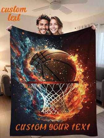 1枚 カスタマイズ フットボール柄フランネルブランケット - 名入れ可、ソフトで暖かい、ソファ、ベッド、旅行、キャンプ、リビング、オフィスに最適 - 洗濯機洗い可、オールシーズン快適