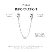 Exquisite Eternal Love Safety Chain Charm Pendant For Women's Bracelet Necklace Fine DIY 925 Sterling Silver Charms Jewelry Accessories Wedding Anniversary Gifts