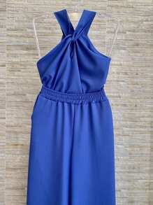 WOMEN'S PANTS AND BLOUSE SET - 藍色 - 查看 3