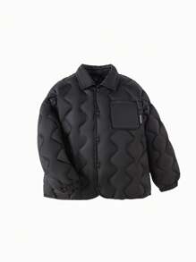 Balabala Boys' & Girls' Simple Fashion Down Jacket And Warm For Fall/Winter 2024 - Black - View 1