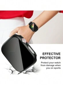 2 pièces Protecteur d'écran de confidentialité anti-espionnage noir pour boîtier de montre, verre trempé ultra-fin et tendance, compatible avec Apple Watch 38/40/41/42/44/45/46/49mm, compatible avec Apple Watch Série Ultra/SE/10/9/8/7/6/5/4/3/2/1, accessoire de montre connectée