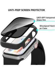 2 pièces Protecteur d'écran de confidentialité anti-espionnage noir pour boîtier de montre, verre trempé ultra-fin et tendance, compatible avec Apple Watch 38/40/41/42/44/45/46/49mm, compatible avec Apple Watch Série Ultra/SE/10/9/8/7/6/5/4/3/2/1, accessoire de montre connectée