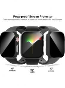 2 pièces Protecteur d'écran de confidentialité anti-espionnage noir pour boîtier de montre, verre trempé ultra-fin et tendance, compatible avec Apple Watch 38/40/41/42/44/45/46/49mm, compatible avec Apple Watch Série Ultra/SE/10/9/8/7/6/5/4/3/2/1, accessoire de montre connectée