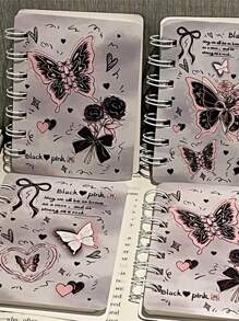 1 Stück zufälliges romantisches A7 Spiralbindung Notizbuch, dickeres kleines Hausaufgabenheft, Geschenkbuch, Schreibwaren, Schulmaterial, Rückkehr zur Schule