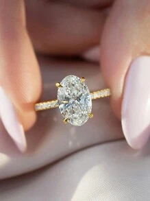 1 pièce Bague de mariage en argent sterling 925 de 5 carats de style oval unique et magnifique pour le festival de l'éternité. Bijou de haute qualité pour femme, cadeau pour la petite amie