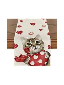 1 件情人节红玫瑰和心形桌旗、派对装饰、餐厅婚礼仪式装饰 - 彩色 - 查看 8