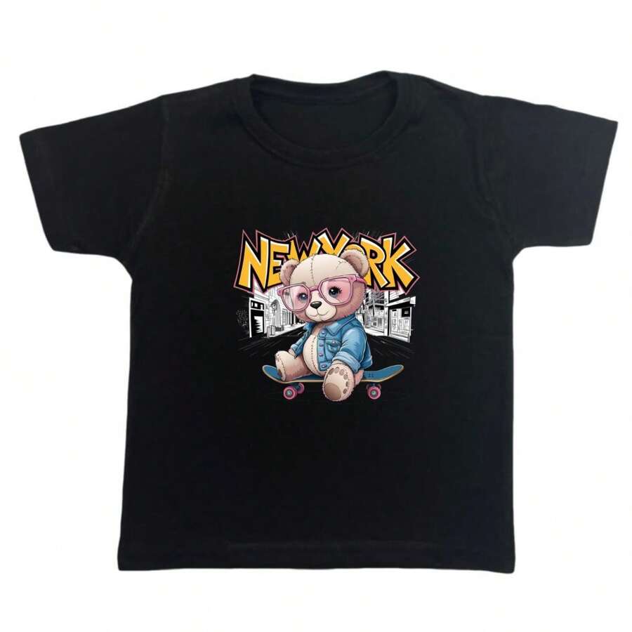 Skater Girl Bear T-Shirt Skater Girl Blogger - Black - View 1