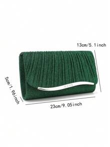 Green Merry Christmas Day Holiday Gift Bags Small Envelope Clutch Bag Color Classic Fashion Handbag Banquet Party Evening Bag Shiny Glitter Metal Chain Cross-Body Bag - Green - View 6