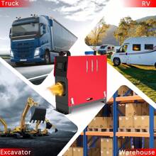 12V 5KW Parking Air Heater, 5000W All In One Parking Heater Kit With Remote Control Silencer And LCD Display, Fast Heating, For RV Truck, Motorhomes, Boat, Bus, Car Trailer - Red - View 3