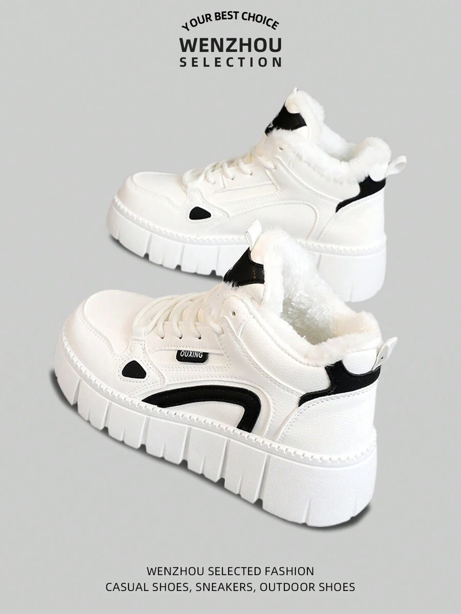 女士高帮鞋，冬季新款，厚保暖内衬，保暖，厚底运动鞋，时尚休闲运动运动鞋，防水底