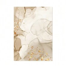 1 pieza Pintura en lienzo de arte de pared moderno abstracto con diseño de mármol beige dorado, estilo bohemio, para decoración del hogar en la sala de estar, sin marco