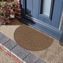 DuVlo DuVló Tapete de Entrada Semicircular Antideslizante para Exteriores e Interiores – Diseño Elegante con Borde Negro y Superficie Texturizada Atrapa - Suciedad 40 x 60 cm - Marrón Claro - Ver 1