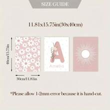 Set de 3 impresiones en lienzo personalizadas con nombre, margaritas y girasoles - Arte de pared bohemio elegante para habitación de niños, decoración de habitación juvenil | Pósteres florales sin marco para dormitorio de niñas y dormitorio | Colgantes florales modernos escandinavos | Regalo de cumpleaños perfecto