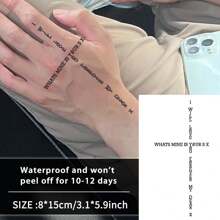 1Pc English Cross Temporary Tattoos Waterproof Sweatproof Last For 1-2 Weeks Realistic Herbal Juice Non-Reflective Anti-Friction Faux Black Fake Tattoos For Men And Woman Tattoo Stickers For Arm, Chest, Waist, Back, Abdomen, Leg Modernist Body Art
