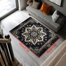 1pc Vintage Bohemian Style Carpet, Symmetrical Floral Pattern Rectangle Soft Non-Slip Area Rug, Suitable For Outdoor, Entryway, Living Room, Bedroom, Laundry Room, Bathroom, Game Room, Machine Washable, Seasonal Decor, Home Decoration