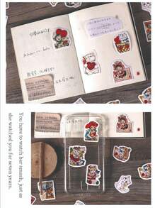 45入組貓印花貼紙 - 彩色 - 查看 7