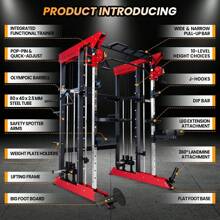 GOCAPTAIN Power Cage SmithMachine - 3600 LBS Light Commercial Grade Superior Multi-Functional All-In-One Power Rack With Cable Crossover, Squat Rack For Home Gym Equipment, Space-Efficient Design Power Cage SmithMachine - 3600 LBS Light Commercial Grade Superior Multi-Functional All-In-One Power Rack With Cable Crossover, Squat Rack For Home Gym Equipment, Space-Efficient Design - Black - View 5