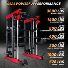 GOCAPTAIN Power Cage SmithMachine - 3600 LBS Light Commercial Grade Superior Multi-Functional All-In-One Power Rack With Cable Crossover, Squat Rack For Home Gym Equipment, Space-Efficient Design Power Cage SmithMachine - 3600 LBS Light Commercial Grade Superior Multi-Functional All-In-One Power Rack With Cable Crossover, Squat Rack For Home Gym Equipment, Space-Efficient Design - Black - View 6