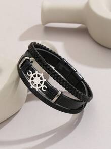 1 件朋克风格锚装饰 PU 皮革手链，适合女性日常和节日佩戴 - 彩色 - 查看 5