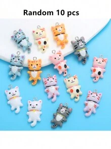 10/20 Pcs Kawaii Resina Charms Gato Animal Para Mulheres Feito À Mão DIY Fazendo Brincos Colar Pingentes Festa Jóias Descobertas 29*15mm