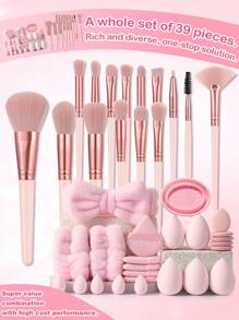 (Pink)18-20-22-25-30PCS  Makeup Brush Sets Premium Synthetic Hair Eyeshadow Blending Brush Sets Cosmetics Tools+24PCS Makeup Tools Set - 粉色 - 查看 9