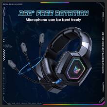 ONIKUMA GT806 黑色 RGB 降噪麦克风游戏耳机，无线电竞耳机（适用于 PC） - 黑色 - 查看 4