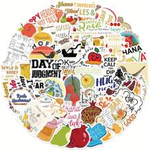 50Pcs Adesivos de Ano Novo para Viagem Carro Motocicleta Garrafas de Água Laptops Computadores Capas de Telefone Guitarras Decoração Brinquedos Decoração