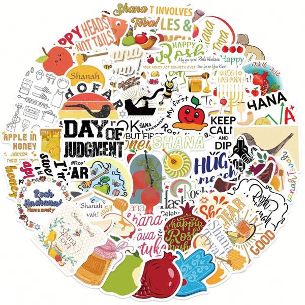 50Pcs Adesivos de Ano Novo para Viagem Carro Motocicleta Garrafas de Água Laptops Computadores Capas de Telefone Guitarras Decoração Brinquedos Decoração