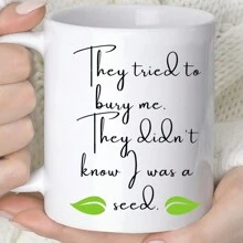 1 pieza Taza cerámica negra y blanca con gráfico de texto de 360ml, taza de café redonda, unisex, para viajes o campamentos, regalo personalizado para cumpleaños y vuelta al colegio