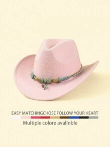 1pc Starfish Boho Vintage Solid Color Polyester Felt Hat, Soft Fedora, Jazz Hat, Western Cowboy Hats, Versatile For Women, Autumn/Winter - Top Hat - View 19