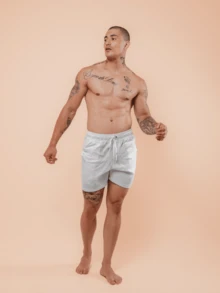 Men's Linen Shorts Various Colors - 灰色 - 查看 4