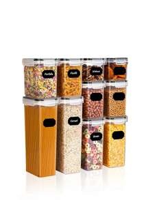 VOOVA 24pcs Airtight Food Storage Containers With Lids For Kitchen Pantry Organization And Storage - Leakproof  Plastic Kitchen Canisters Set For Cereal, Pasta, Flour, Sugar - 黑與白 - 查看 1