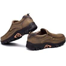 CAMEL CROWN 男士乐福鞋 一脚蹬乐福鞋 皮革休闲步行鞋 - 卡其色 - 查看 5