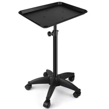 Carrito de bandeja de salón con ruedas, carrito de altura ajustable utilizado para salón de belleza, spa, mesa de trabajo de tatuaje y almacenamiento de peluquería, bandeja de salón, estación de salón, bandeja de tatuaje, bandeja de salón con ruedas, bandeja de estilista - Negro - Ver 1