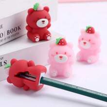 卡通铅笔刀，可爱软 PVC 熊形铅笔刀，儿童学习用品 - 彩色 - 查看 2