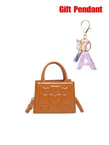 1pc Vintage Heart Quilted Handbag, Casual Shoulder Crossbody Bag For Daily Use + 1pc Purple Gift Pendant - B - View 18