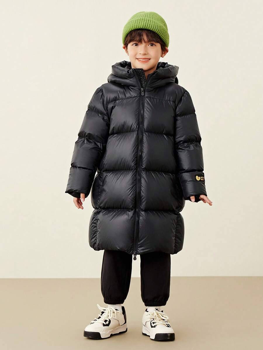 mini bala Heat-Retaining Cold-Proof Long Down Jacket For Boys, Girls, And Families Winter Collection - Black - View 1