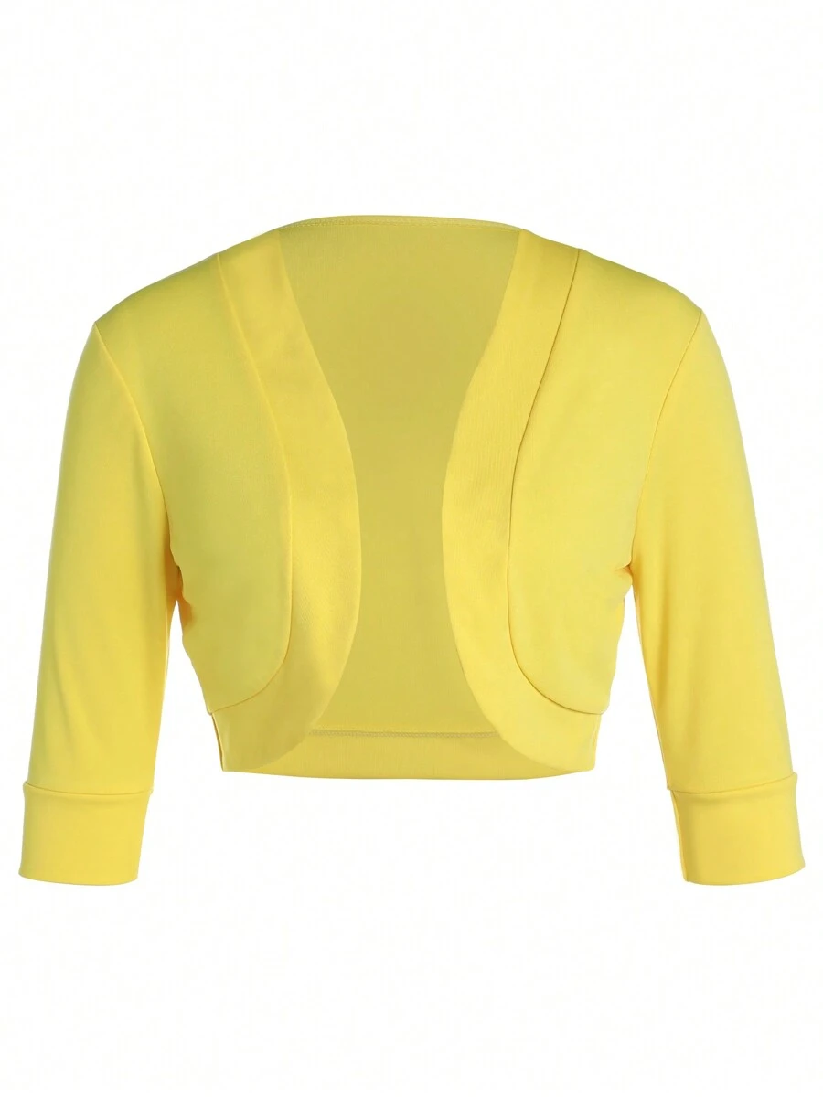 Women Short Cardigan Coat,Long Sleeve Short Jacket Crop Tops Summer Going Out Cover Up Tops - Yellow - View 1