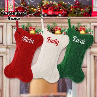1PC Custom Dog Stocking, Personalized Stocking For Dogs, Bone Shape Dog Stocking Large Pet Stockings Hanging Dog Stocking For Dogs Cats Pets Gifts Birthday Graduation Home Decor Christmas Decorations Room Decor Christmas,Festive Calendar