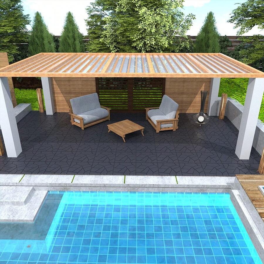 Interlocking 12 Inch Dark Gray Patio Deck Tiles For Easy DIY