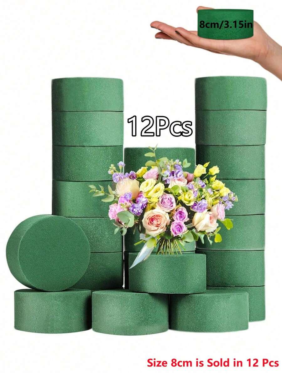 MEHELANY 20个/12个/6个/1个圆形绿色花泥，3.15英寸湿花泥圆形插花套装，适用于多肉植物、花束、家居、婚礼、派对、酒店和花店，母亲节礼物，DIY鲜花和人造花，人造植物插花泡沫（纸质包装），逼真植物，春夏装饰，房间，办公桌，花园装饰，房间装饰用品，情人节，生日，毕业礼物