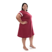 Women's Plus Size Short Hibernating Teddy Bear Dress - 酒紅色 - 查看 3