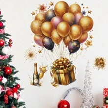 1 浴室窗户客厅金色新年新年快乐背景墙玻璃装饰贴纸 - 彩色 - 查看 8