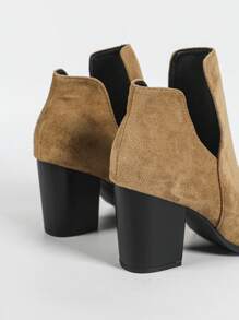 切尔西风格女士小众短靴，尖头高跟蛇皮 V 形剪裁弹性靴，休闲度假氛围 - 棕色 - 查看 7