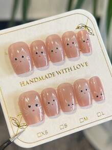Monina 24 piezas de uñas postizas de diseño de gato corto, lindas y frescas, favorecedoras, de moda, puntas de uña versátiles, regalo ideal para niñas, adecuado para la escuela y la oficina