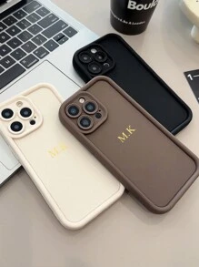 1个可爱粉色纯色个性化哑光全包手机壳，可定制姓名/字母设计，复古纯色情侣手机壳，兼容苹果16/15/14 Pro Max/13/12/11 Plus，情人节礼物，生日礼物，节日礼物，送给他的/她的礼物，个性化礼物，Etsy/定制产品，送给配偶的定制礼物，周年纪念/结婚礼物，送给父母的个性化礼物（烫金），2025手机壳，可爱手机壳，春季复活节礼物，派对礼物 - 粉色 - 查看 6