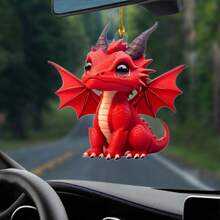 1pc Acrylic 2D Gold And Black Dragon Hanging Ornaments, Car Rearview Mirror Hanging Ornaments, Home Decorations, Key Chain Bag Hanging Ornaments Small Gifts - Black - View 10